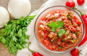 Mexican sauce salsa with ingredients