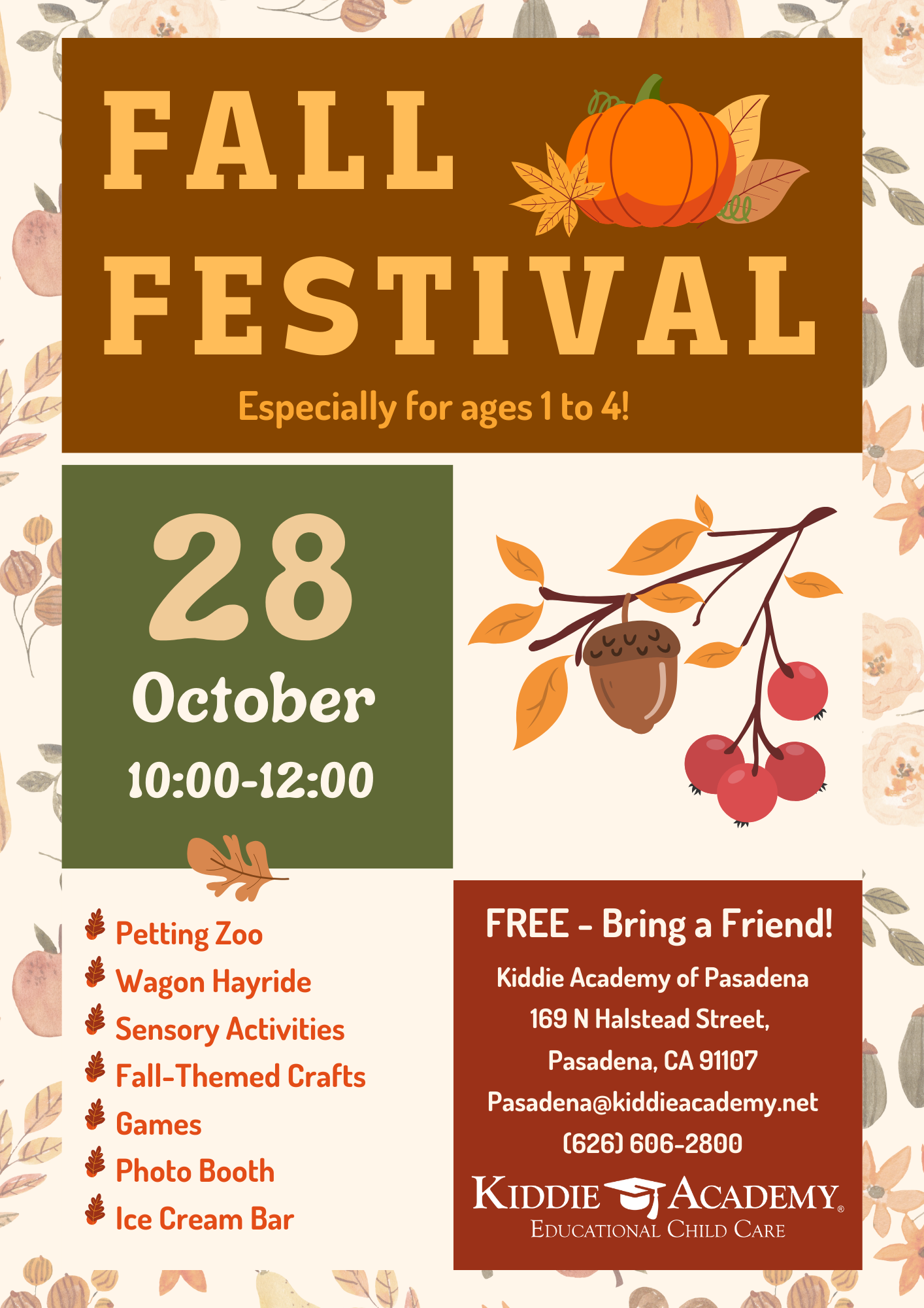 Fall Festival for Kids Ages 1-4 at Kiddie Academy of Pasadena